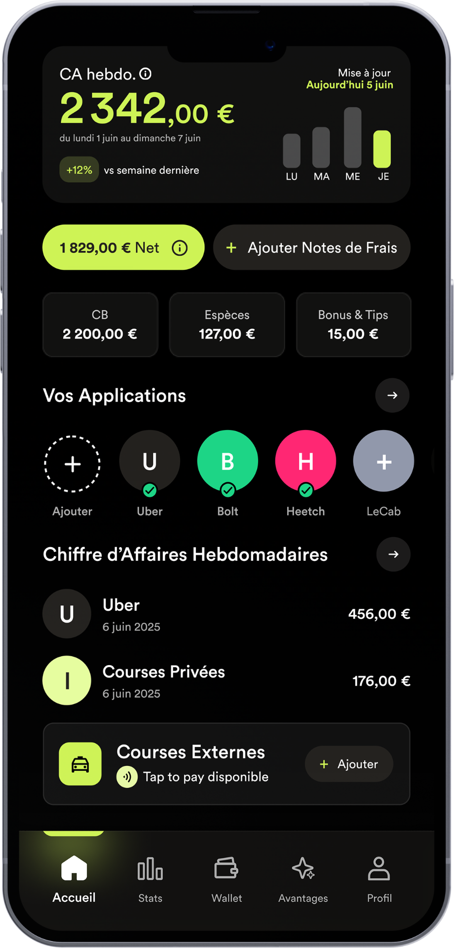 Aperçu app INCOM — Accueil